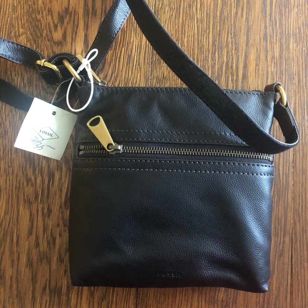 Cross body Black Leather Fossil Purse